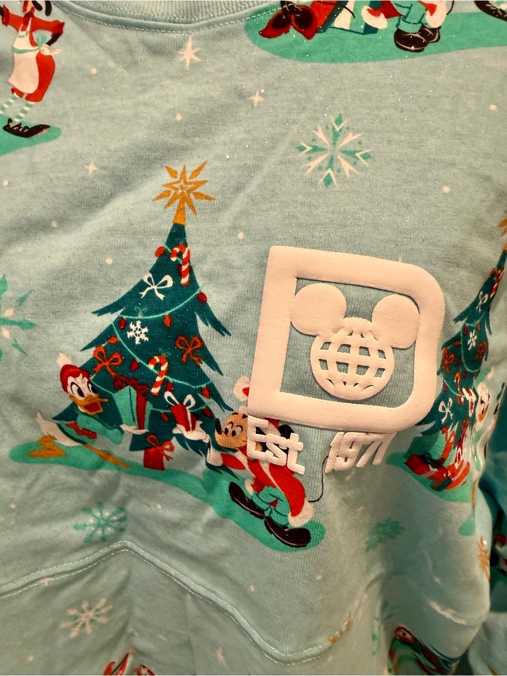 Disney Parks Unisex Holiday Spirit Jersey with Mickey & Festive Print - NWOT - Picture 3 of 4